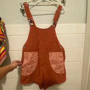 Corduroy overalls w cute print boho Coachella